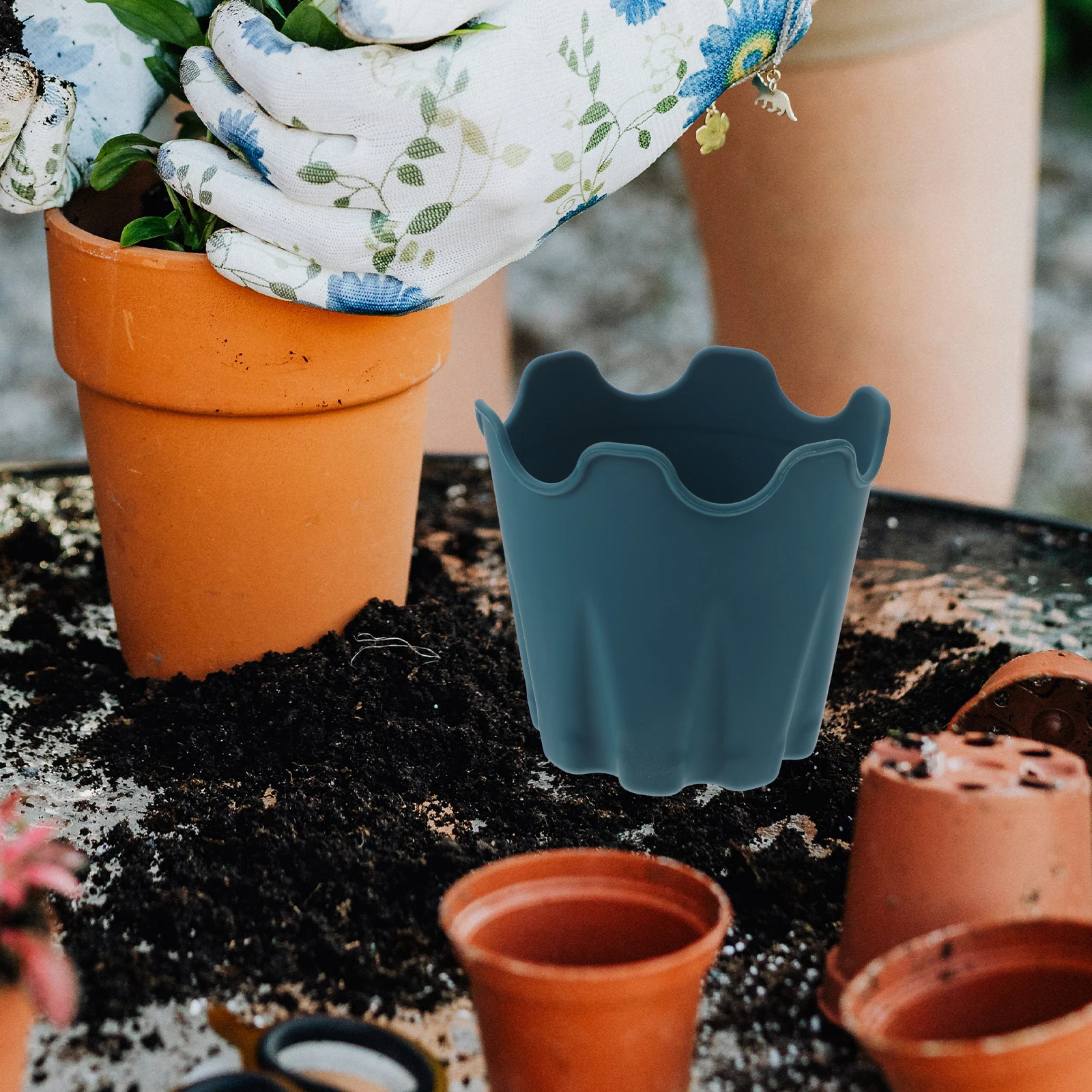 

3 Pcs Silicone Flower Pot Creative Plant Cultivation Basket Garden Planter Anti Break 4 Inch Diameter Green Color Succulent