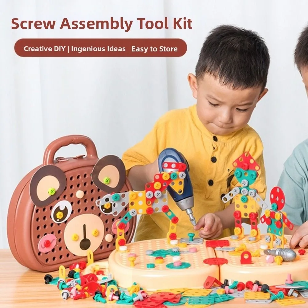 

203 Pieces Baby Puzzle Assembling Toys Hands-On Creative Mosaic Puzzle Screw Tool Set Toys Interactive STEM DIY Learning Toys