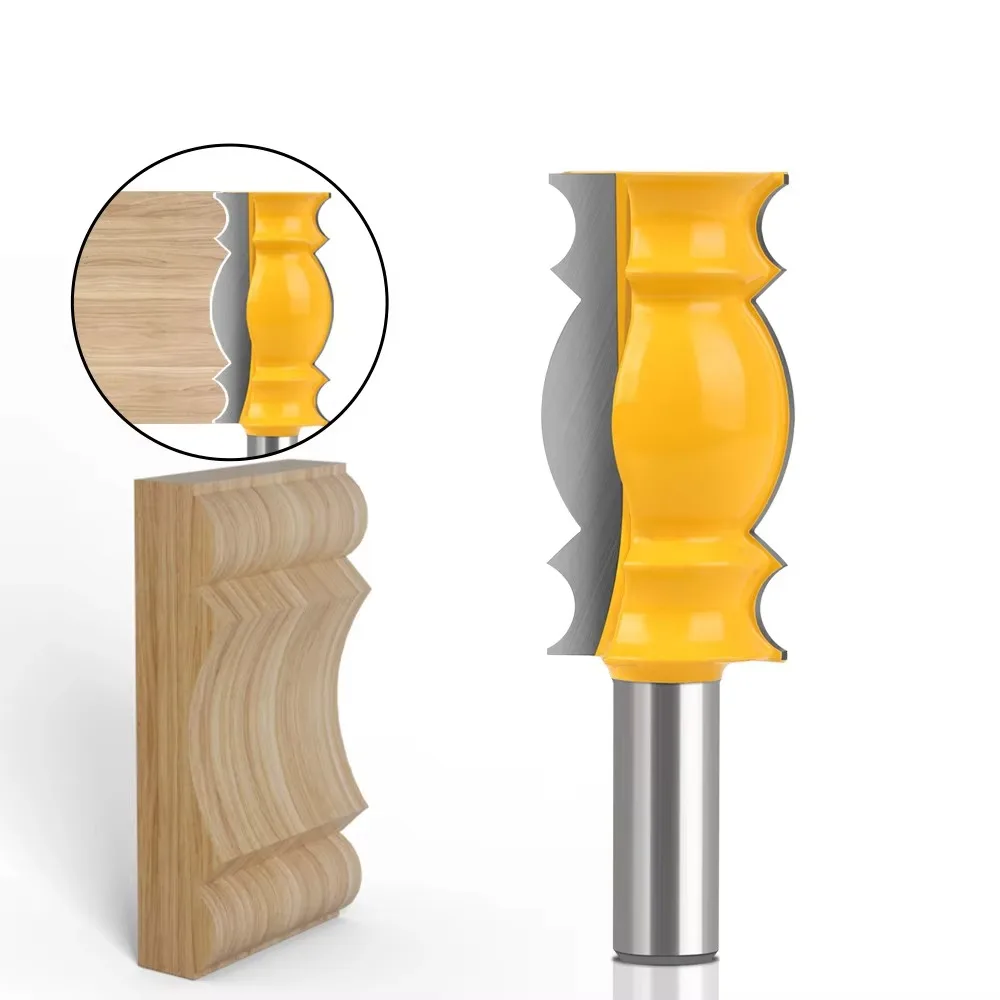 

1PC 1/2" 12.7MM Shank Milling Cutter Wood Carving Large Line Knife Crown Molding Router Bit Tenon Cutter Woodworking Milling