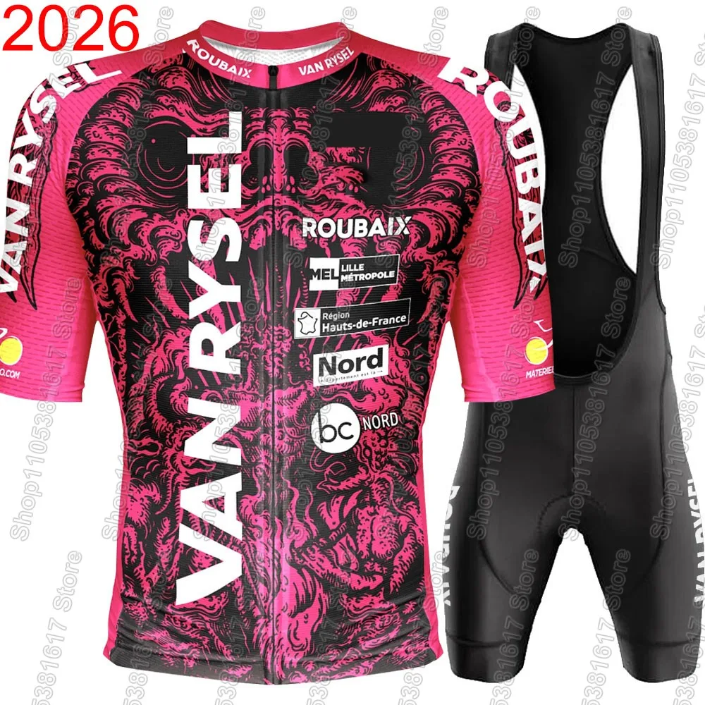 Ensemble de maillot de cyclisme Van Rysel - Roubaix 2026 France, vêtements de vélo de route à manches courtes, tenue de VTT, short, maillot, Ropa