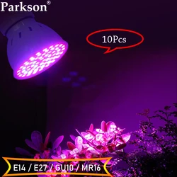 Ampoule LED de croissance, 220V, E27, E14, GU10, MR16, pour plantation intérieure de graines, spectre complet, 10 pièces