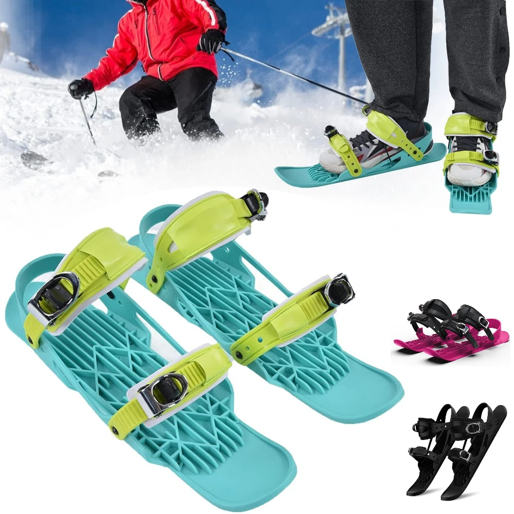 

1 Pair Mini Short Ski Skates for Snow Upgraded Skis Adjustable Winter Shoes Short Snowskates Snowblades Skiboards Snow Sport