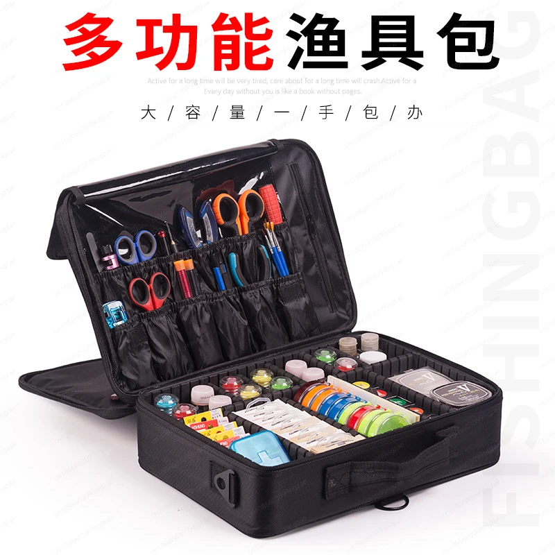 ポータブル防水釣り道具収納バッグ、多機能ライングループ仕上げボックス、釣り針と釣り糸アクセサリー