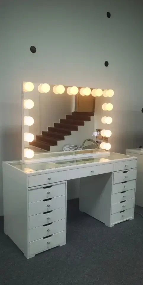 Creativity Lights Makeup Speaker Makeup Vanity Table Lighted Mirror Dressing Table Led Mirror Bulb Makeup Desk With Drawers