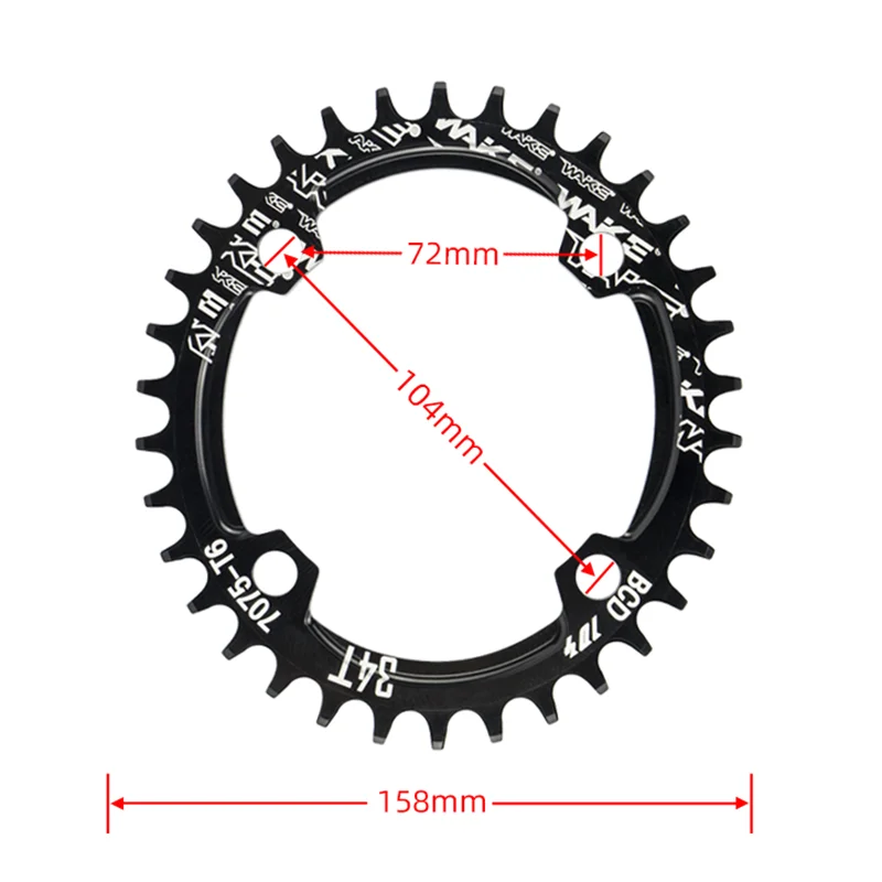 Wake 104bcd Ovaal Smal Breed Kettingblad Mtb Mountainbike Fiets 104bcd 30T 32T 34T 36T 38T Crankset Tandplaat Onderdelen