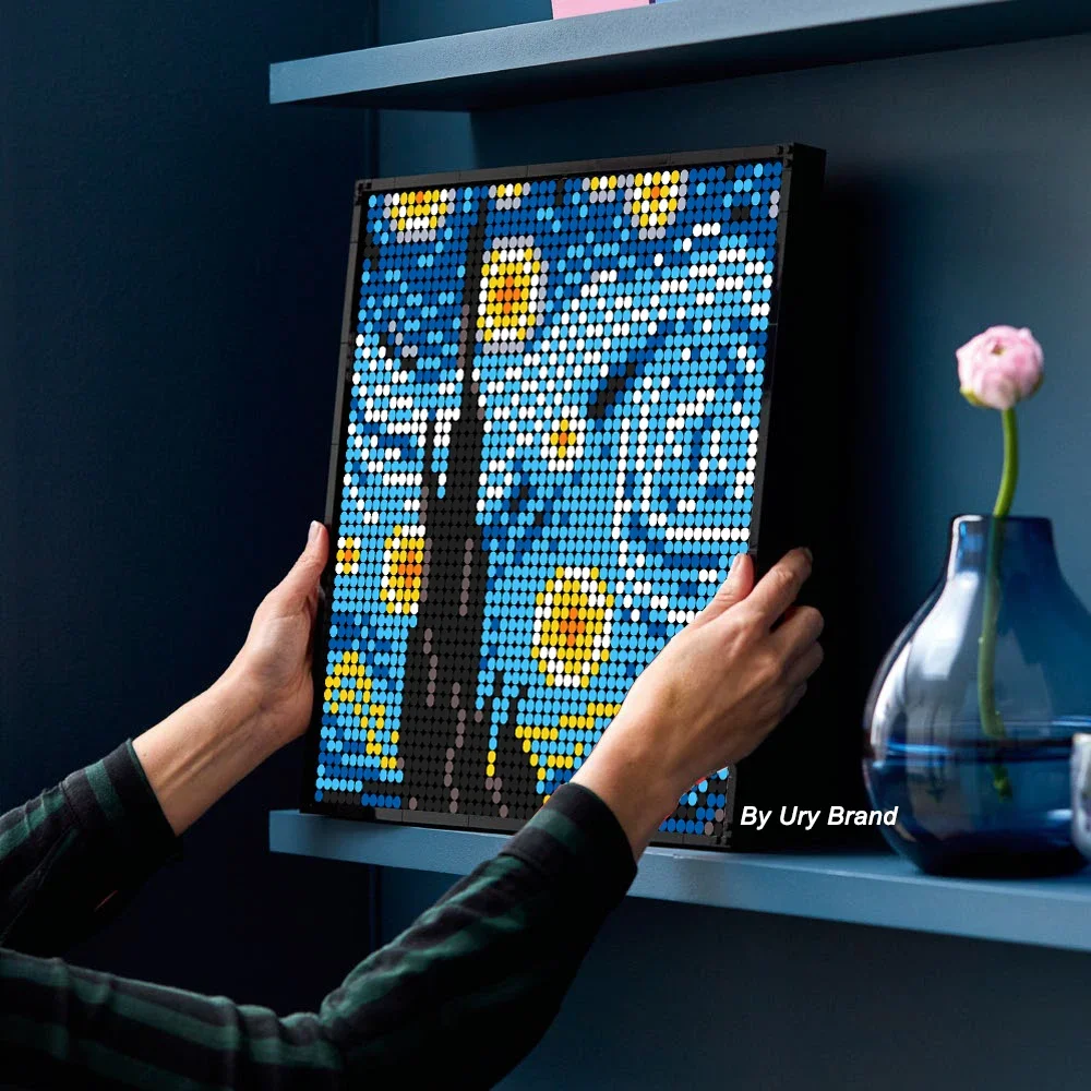 2488PCS MOC Pixel Art Starry Night Pop Famous Home Decorative Painting Mosaic Wall Frame Building Blocks Dots DIY Jigsaw Gift - view 3