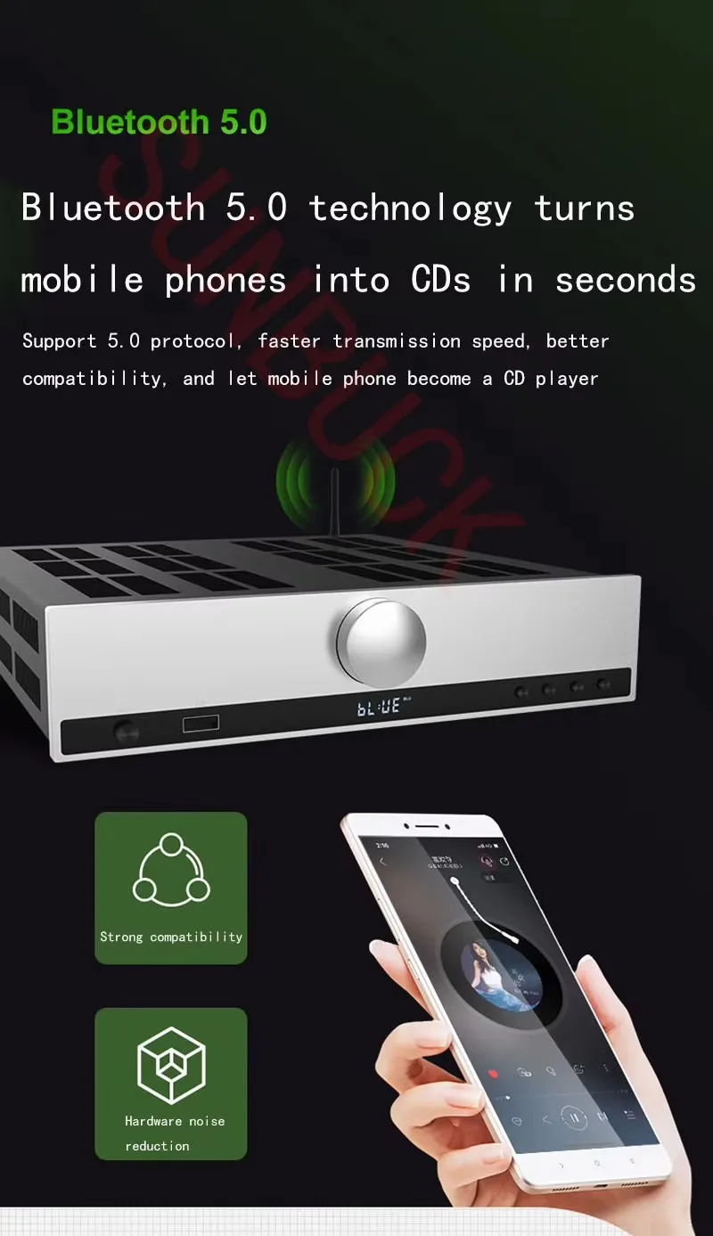 SUNBUCK A7 Full Pair Symmetrical 2.1 power 200W Fiber Coaxial USB Bluetooth Amplifier Remote Control Hifi Stereo Audio Amplifier