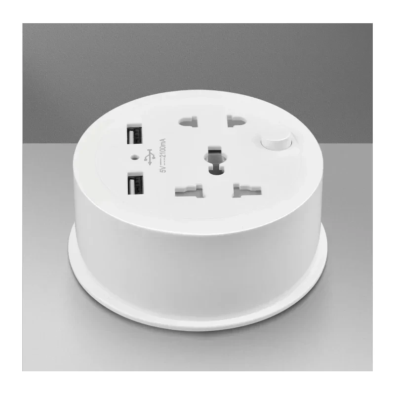 Enchufe adaptador de viaje, enchufe de la UE, enchufe multifuncional 10A con enchufe portátil de alimentación USB con cable de 1,5 m