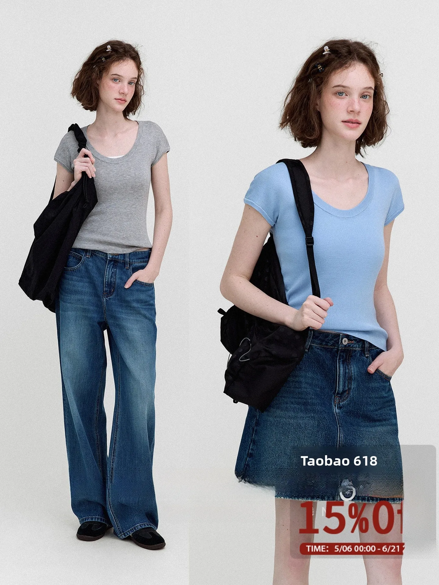 

Le Cleanfit Women's Slim Fit Short Sleeve T-Shirt U-Neck Knitted Three-acetate Wool Blend Breathable Fashion Commute Style