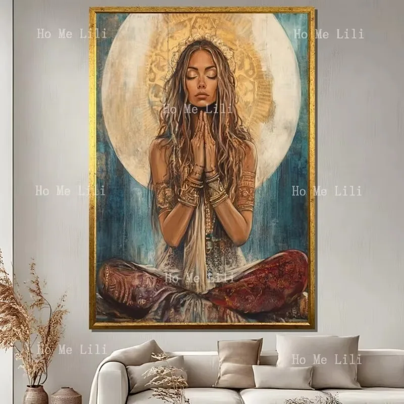 Affiche murale bohème pour femme, impression sur toile spirituelle non encadrée, œuvre d'art de yoga, cadeau zen pour la pleine conscience, décoration intérieure