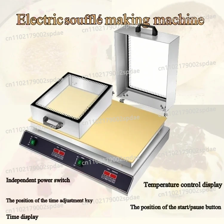 Stainless Steel With Glass Cover Commercial Digital Snack Machines  Electric Souffle Pancake Machine