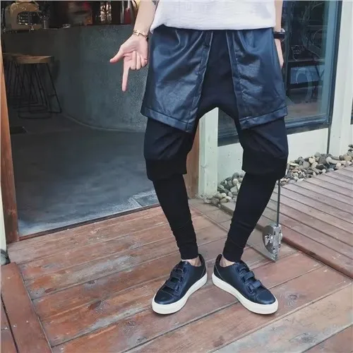 New 2025 New Men's Clothing Slim Personality Culottes False Two Piece Harem Pants Trousers Singer Costumes