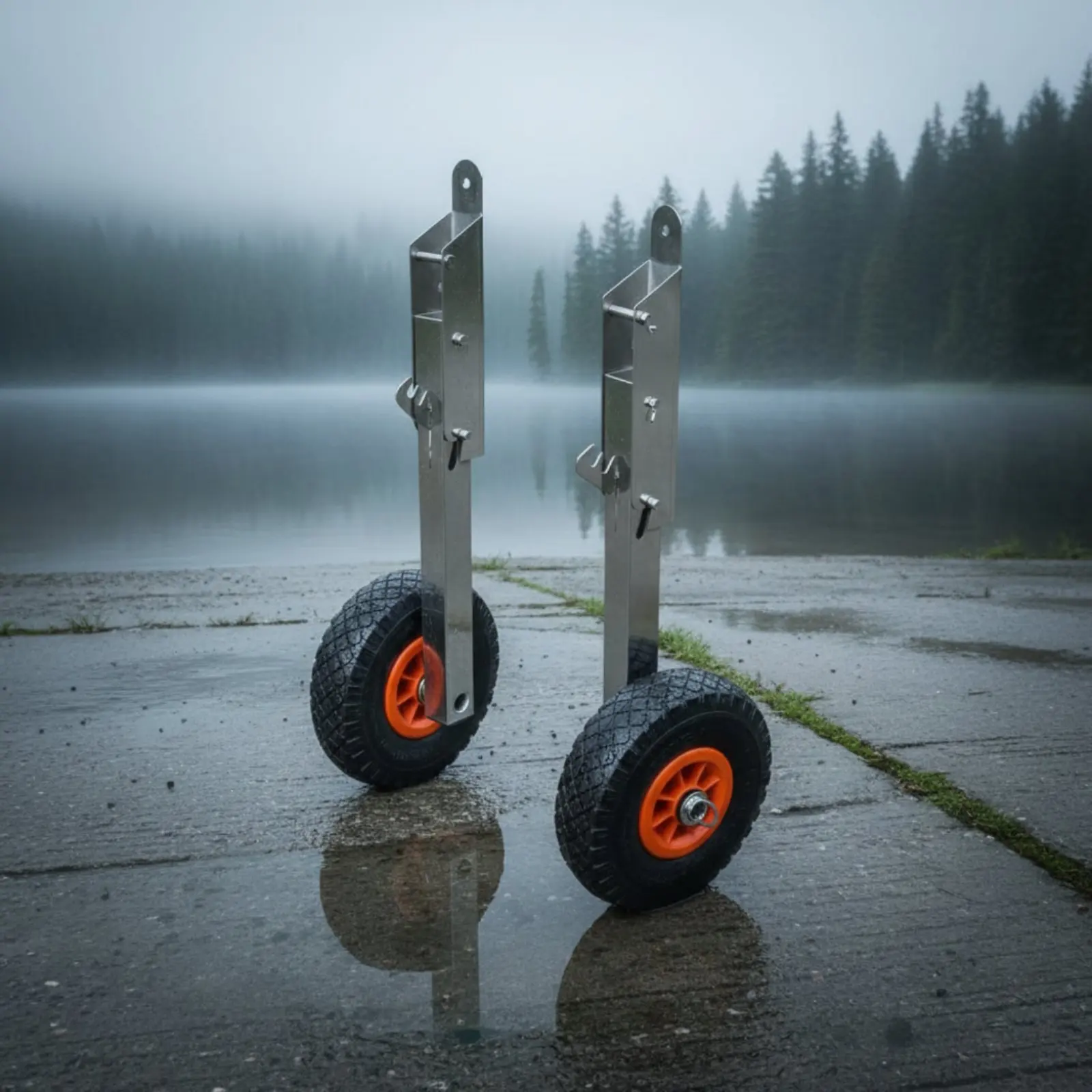 2 Pieces Boat Launch Dolly Rust Resistant Inflatable Boat Dolly Transom Trolley Wheel Heavy Duty Marine Gear Large Load Capacity