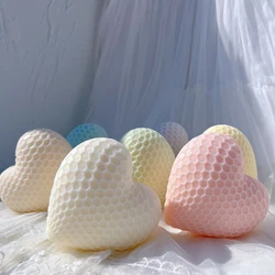 Honeycomb Standing Heart Shaped Candle Mold Valentine's Day Gift idea Rose Floral Silicone Mold Home Decor Wedding Gift