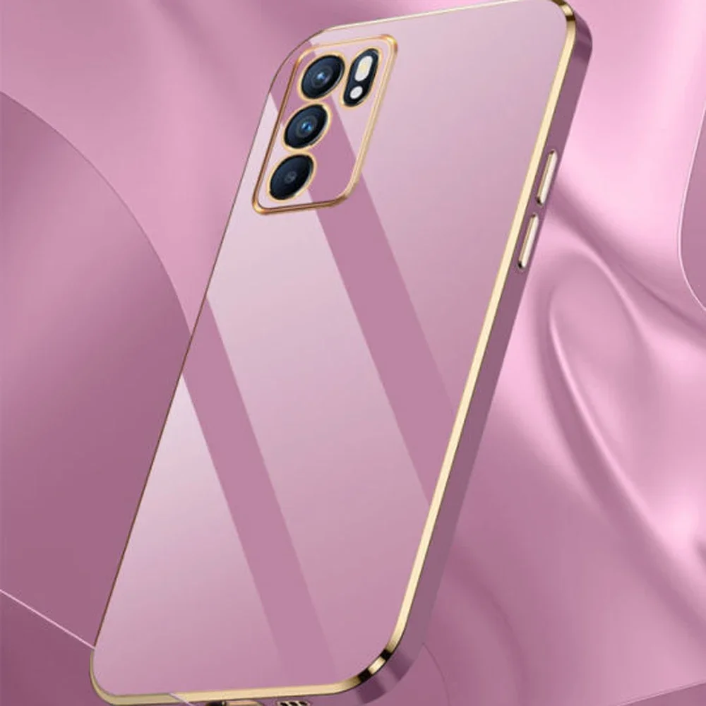 For Oppo Reno 6 5G Case Luxury Square Plating OPPO Reno6 4G 5g Phone Case CPH2251 CPH2235 ShockProof Silicone Back Cover Fundas