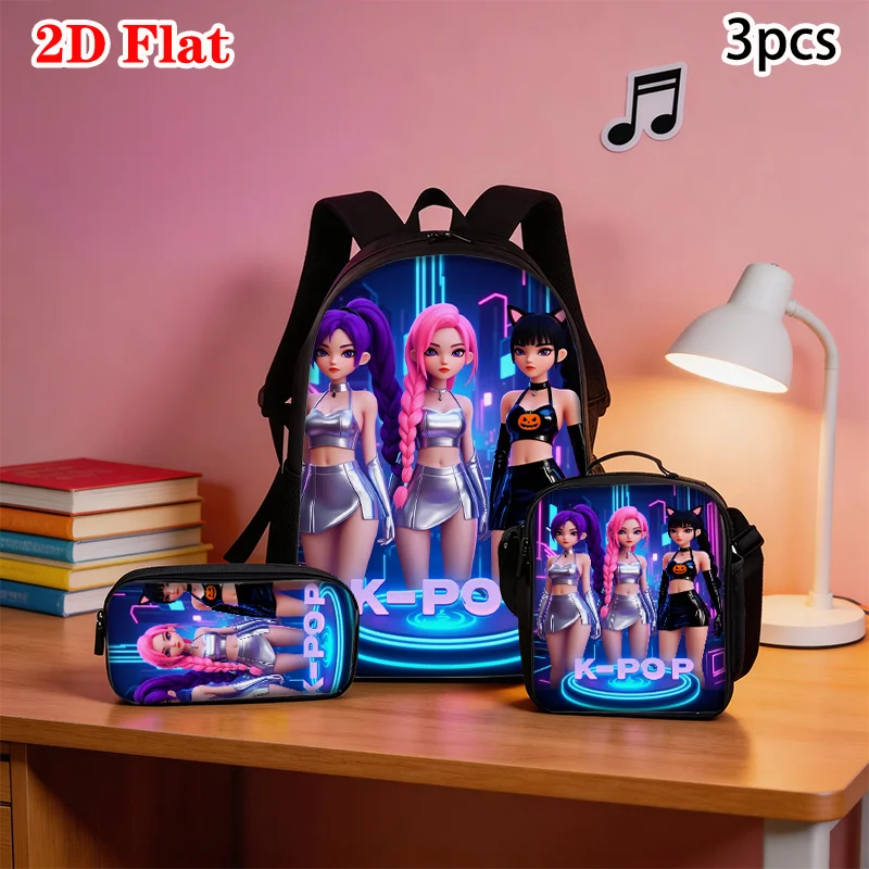 3pcs K-POP Group Print Backpack Lightweight Daily Large Capacity School Bag Travel Bag with Shoulder Bag Pencil Bag Perfect Gift