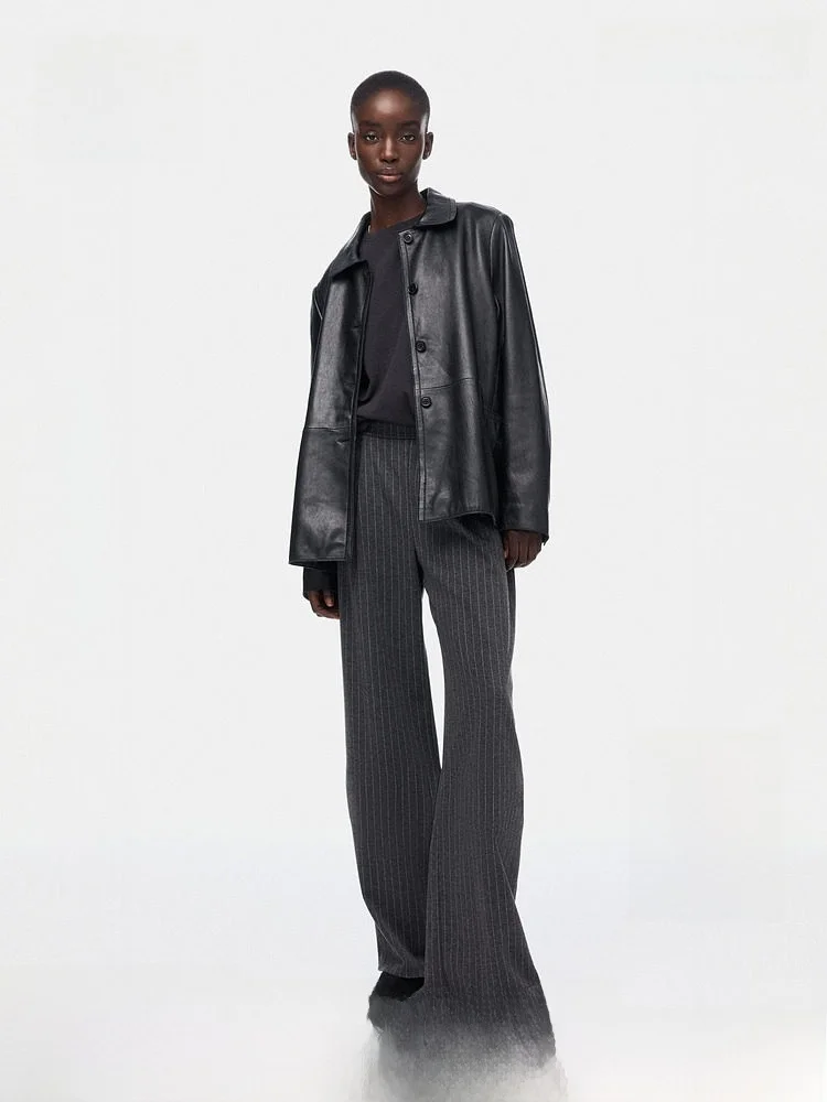 

Женские мягкие модные брюки H&M с широкими штанинами, весенние повседневные стильные брюки, удобные, с завышенной талией, из других материалов