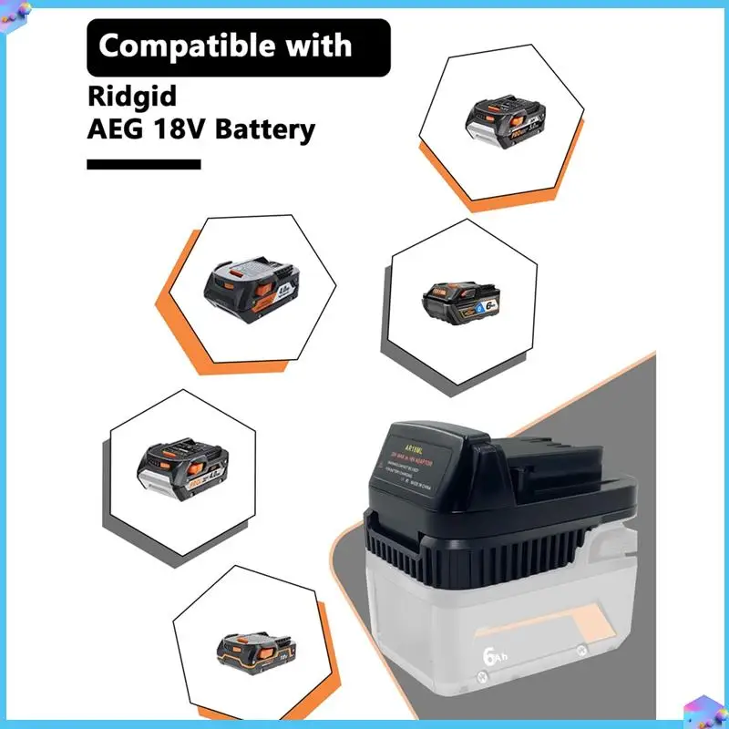 

A43T AR18ML Adapter For Ridgid AEG 18V Battery To For Milwaukee M18 18V Cordless Tools, Use For Ridgid 18V Platform Batteries
