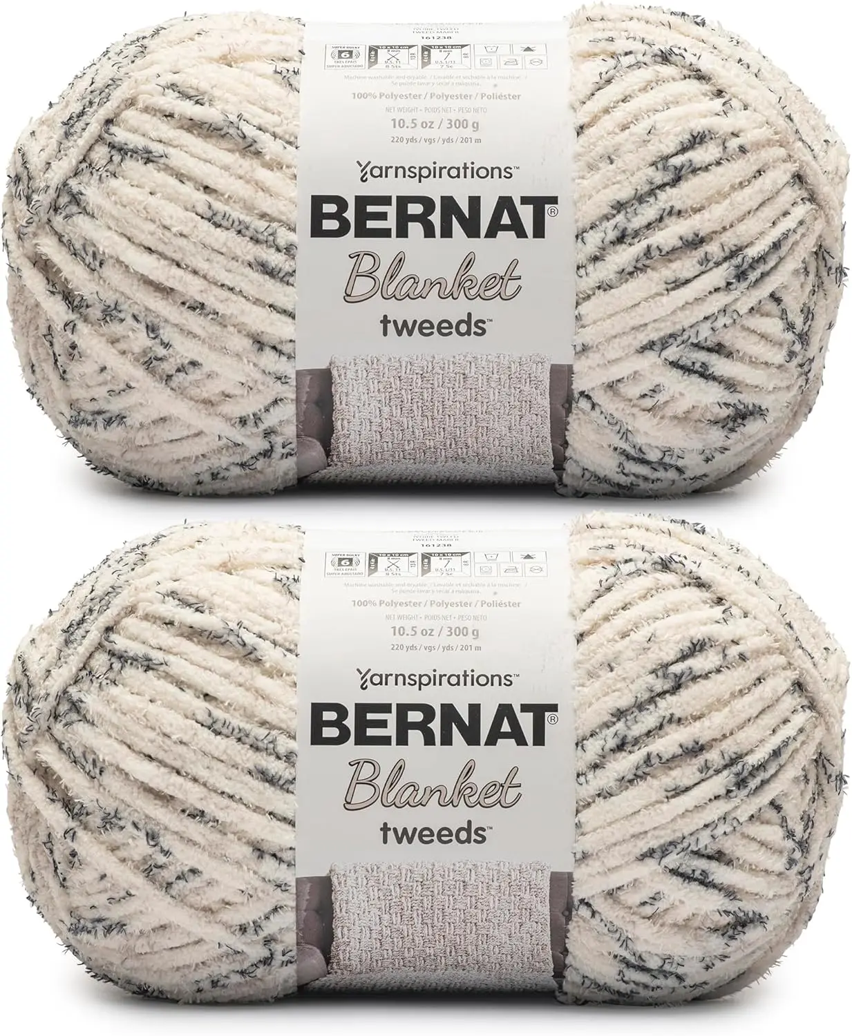 

Super Bulky Ivory Tweed Yarn - 2 Pack, 10.5oz/300g, Polyester, 220 Yards for Knitting & Crochet