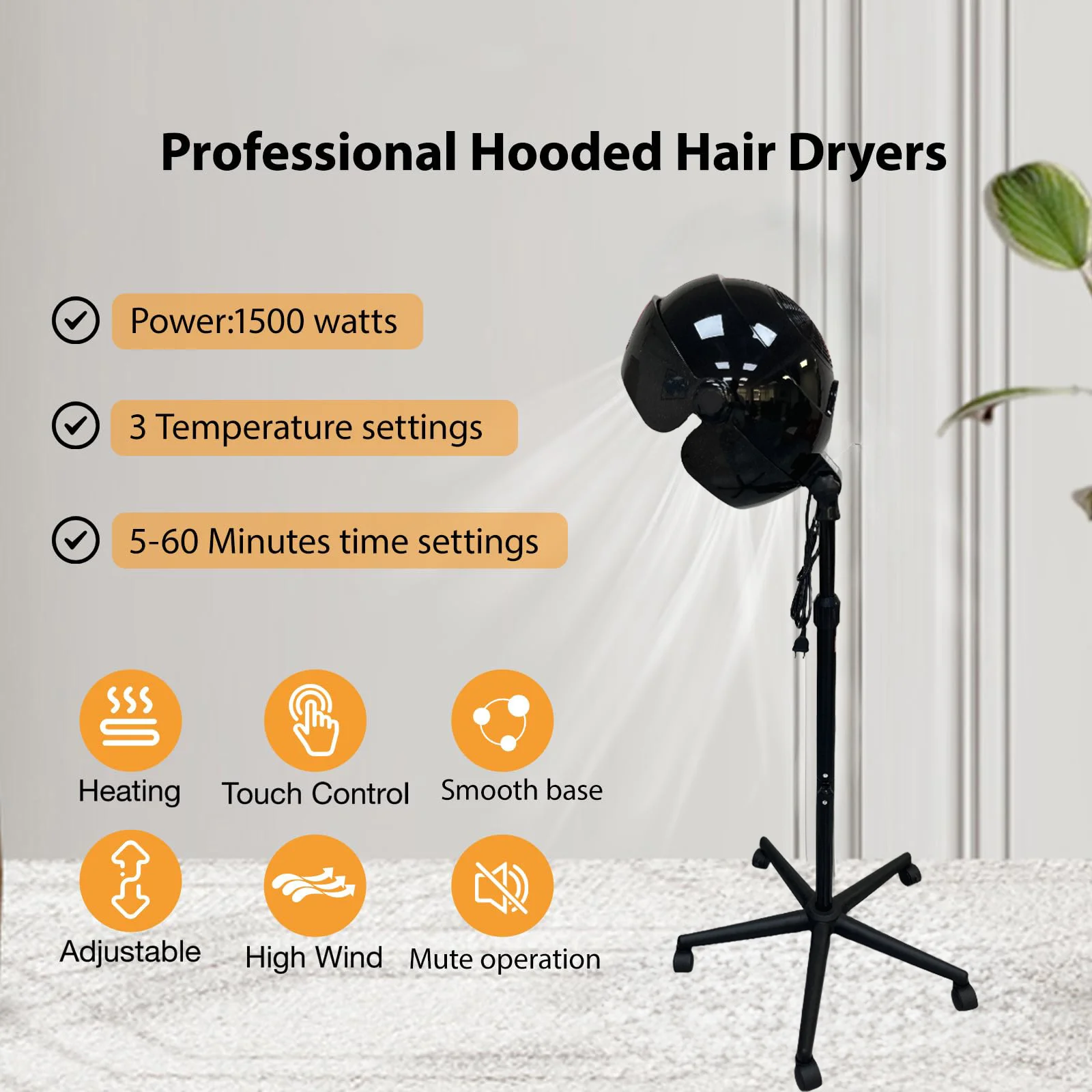 

Hot Selling High Speed Fast Hair Drying Stand Height Adjustable Hood Baking Hair Dryer For Barbershop