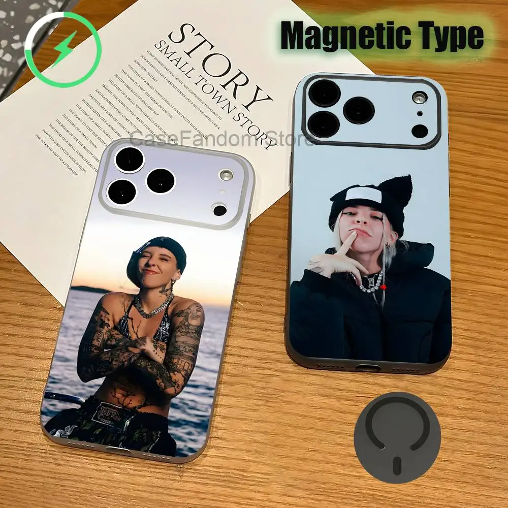 

Singer Y-Young M-MikoS Magnetic Wireless Charging Transparent gray Phone Case For iPhone 17,16,15,14,13,12,11,Pro,Max,Plus