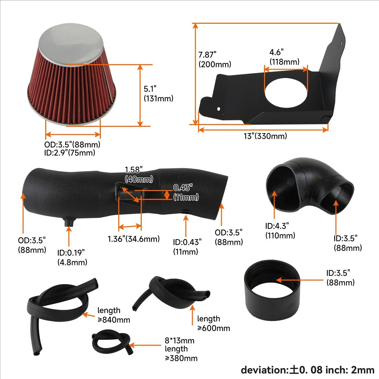 Turbocompressoren voor koude luchtinlaat voor de V8-motor van 4,6 liter van het Mustang GT-model van 2005 tot 2009
