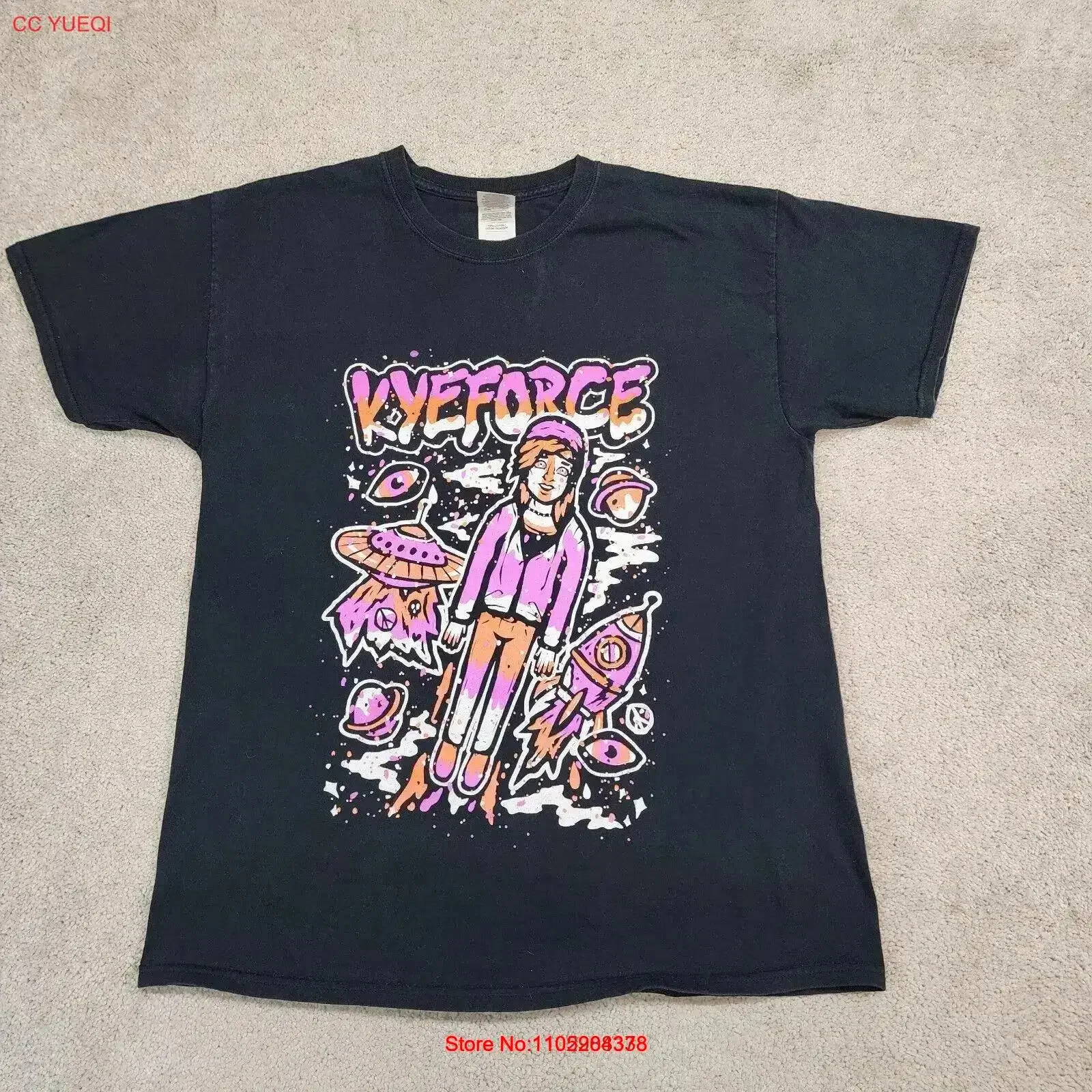 تي شيرت Kyeforce Kyle David Hall You Tube Star أسود كبير عتيق مغسول للارتداء اليومي مريح كاجوال عتيق #1