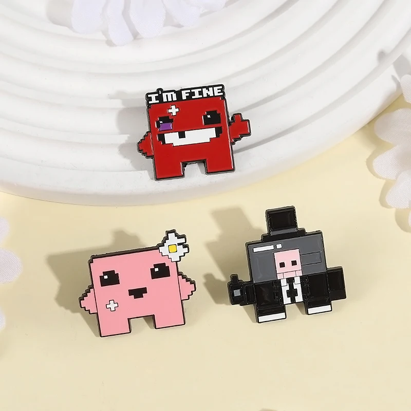 سوبر اللحوم الصبي ضمادة فتاة المينا دبابيس لعبة فيديو شخصيات دبابيس التلبيب على ظهره شارة مجوهرات هدايا للأطفال الأصدقاء #4