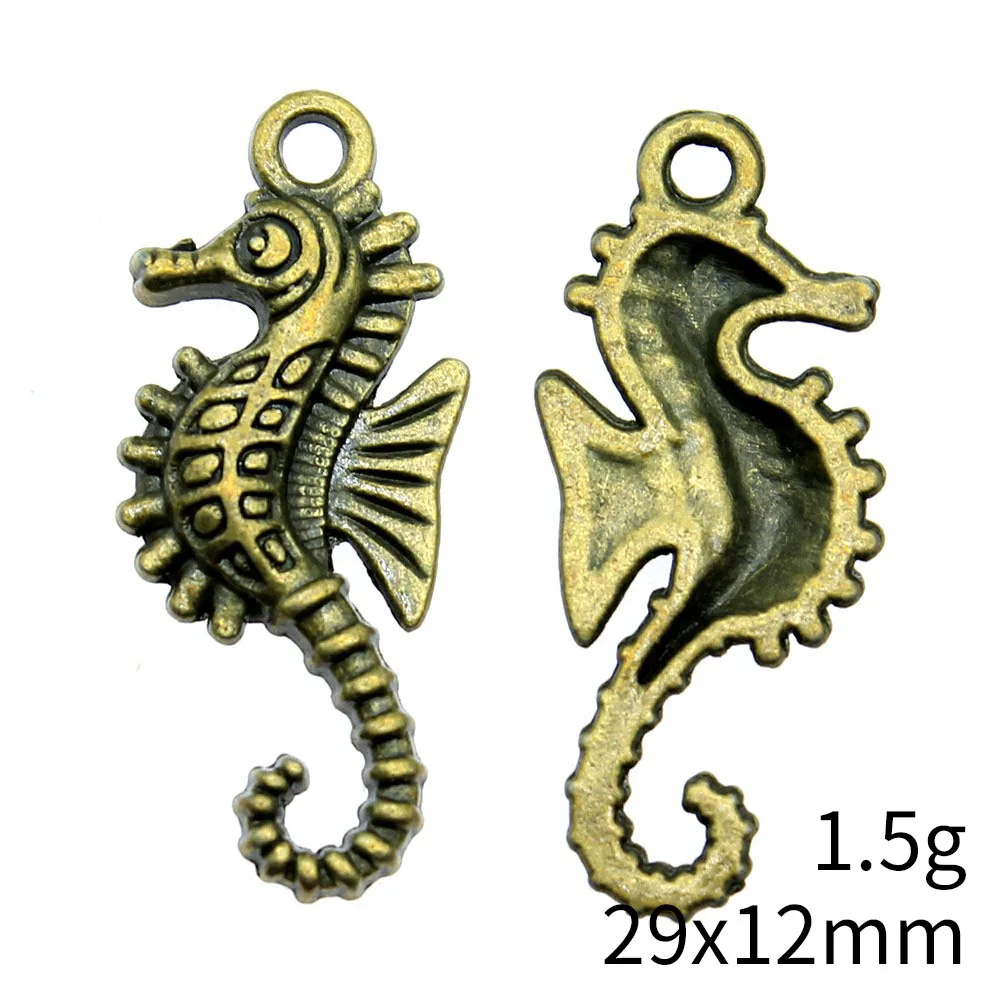 

10pcs 29x12mm 2 Colors Antique Silver Color Antique Bronze Color Hippocampal Charms Handmade Jewelry Making Accessories