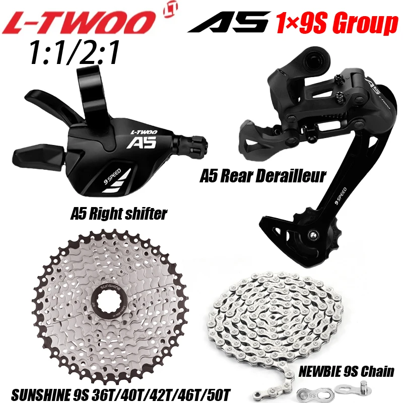 LTWOO A5 1X9S Groupset 9 Speed Shift Lever Derailleur SUNSHINE Cassette 36T 40T 42T 46T 50T 52T NEWBIE 9S Chain Bike Accessories