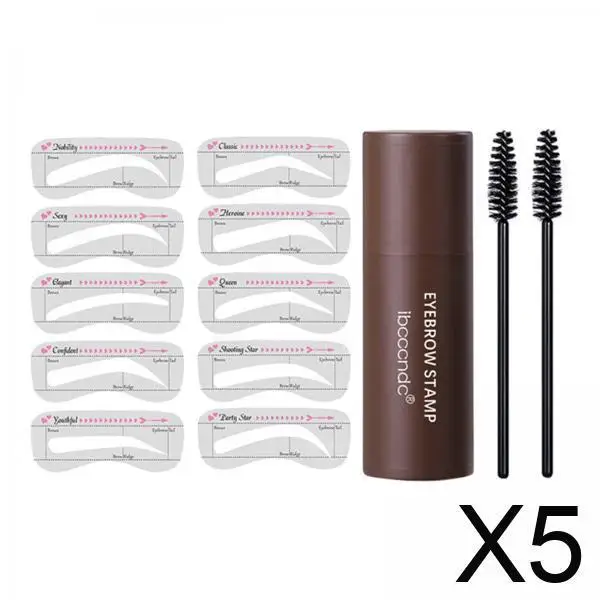 Waterproof Eyebrow Stamp Shaping Kit with Reusable Stencils Matte Brow Powder and Brushes for Easy Natural Brows