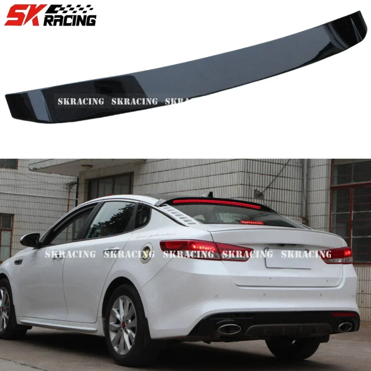 Rear Glass Wing LED Roof Spoiler Gloss Black For Kia All New Optima K5 2016-2019 Car Accessories Protective Decorative Trims Kit