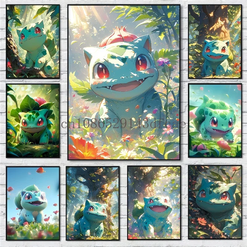 

Classic Pokemon HD Canvas Painting Anime Figures Bulbasaur Poster Print Watercolor Wall Art Picture Modern Home Decor Kids Gifts