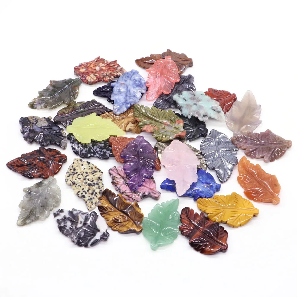 40mm With Hole Leaf Natural Amethyst Reiki Healing Crystal Stone For Making Gemstone Jewelry Birthday Christmas Party Decor Gift