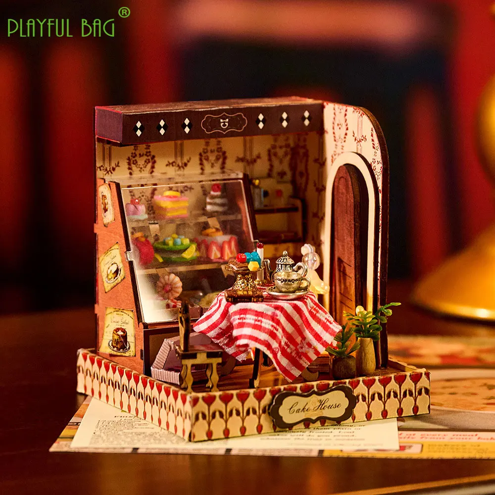 Vintage Style DIY Cottage Wooden Miniature Building Kits Doll Houses Assembling Model Kids Toy Birthday Gift Decorative HG151