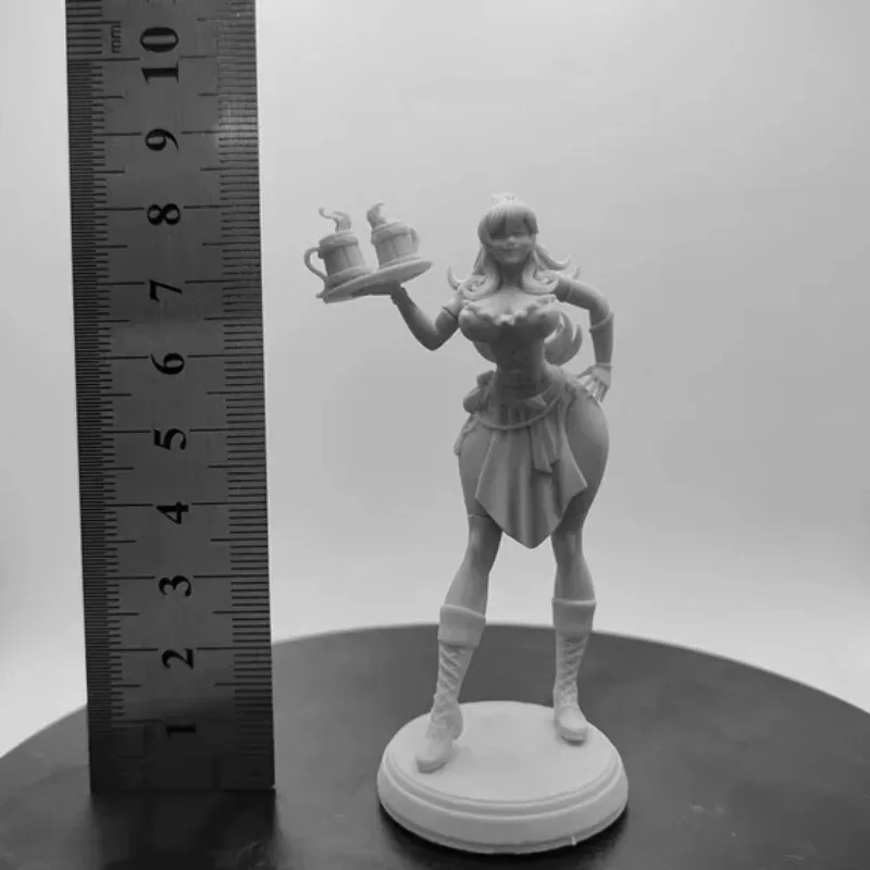Figura GK en miniatura femenina de cerveza de taberna, figura de resina a escala 1/24, Kit de modelo ensamblado, Kit de modelismo sin montar y sin pintar