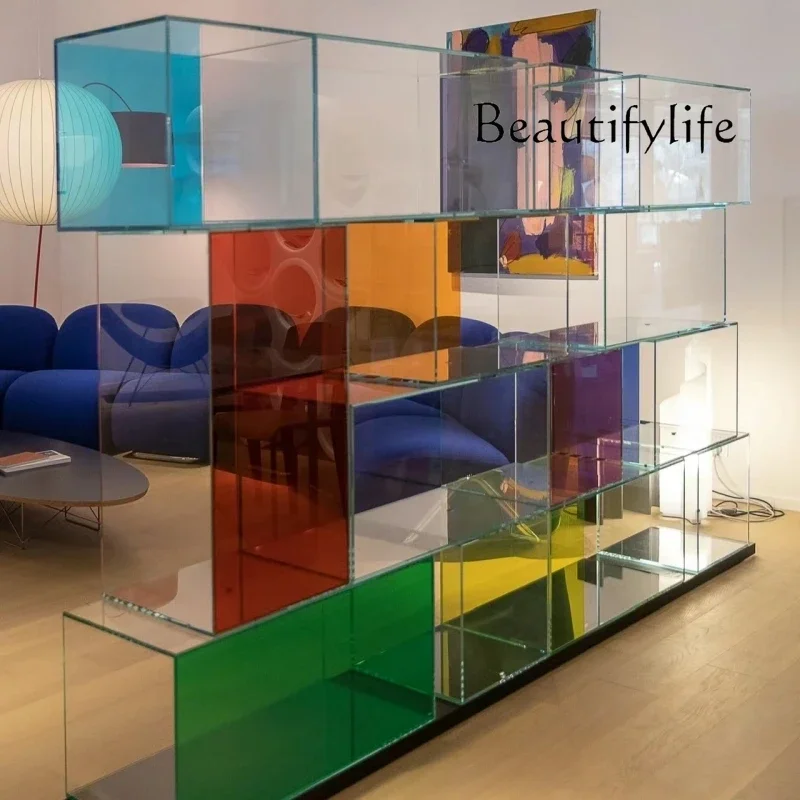 M Glass Bookcase Combination Against The Wall Living Room Full Wall Shelf Display Case Creative Lattice Cabinet