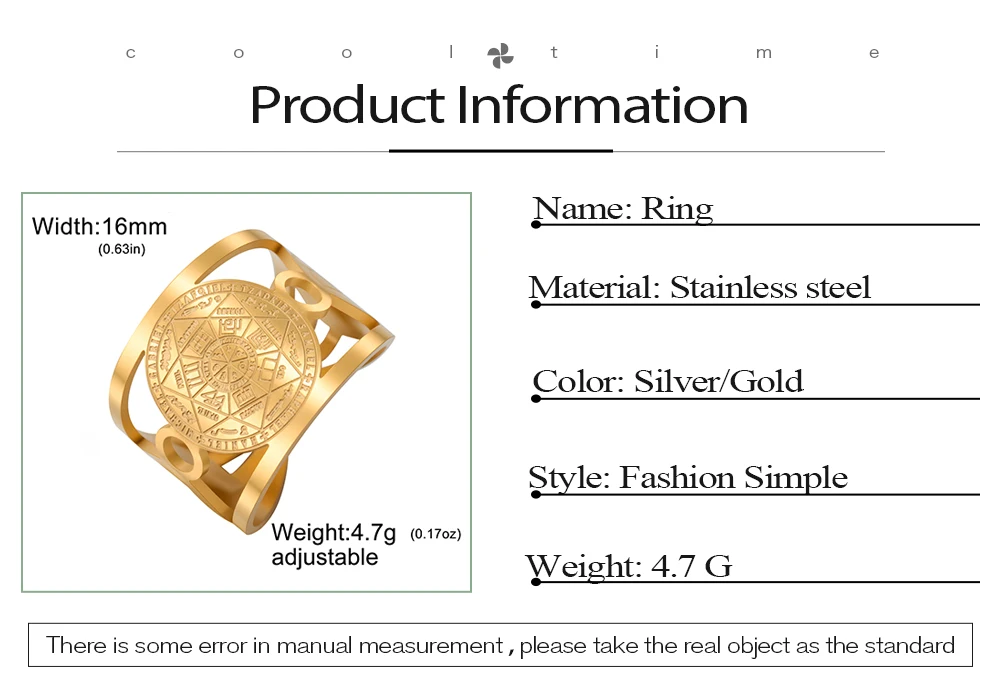 COOLTIME Sieben Erzengel Engel Ring Edelstahl Vintage Frauen Männer Solomon Schutz Amulett Ring Schmuck – Detail 2