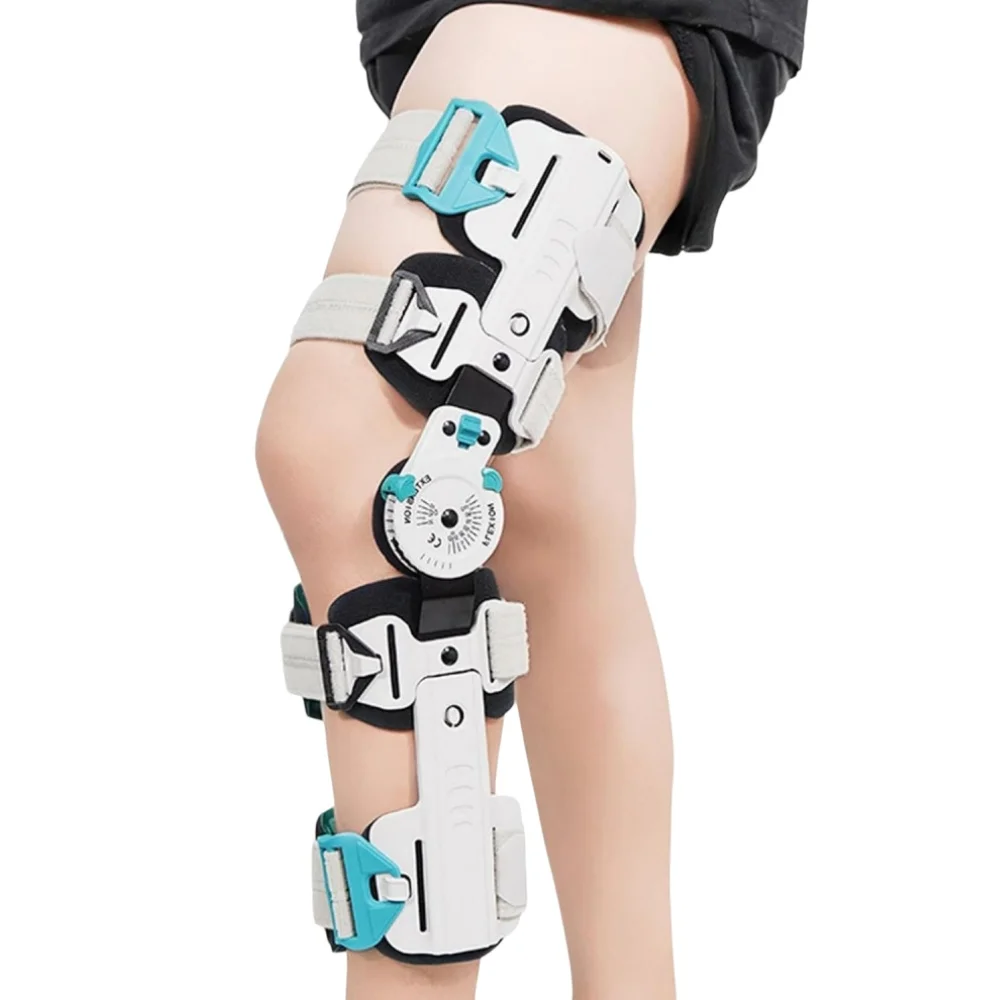 Hinged Rom Knee Brace, Adjustable Post Op Knee Immobilizer for Recovery Stabilization Orthopedic Knee Support for Left Right Leg