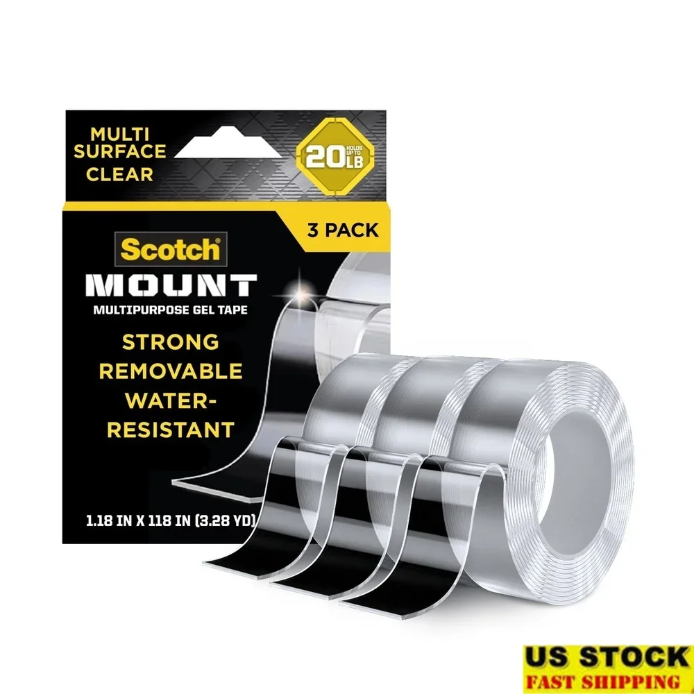 Multipurpose Clear Gel Tape Heavy Duty Double Sided Removable Mounting Tape 1.18in x 118in Holds 20lbs Ideal DIY Projects