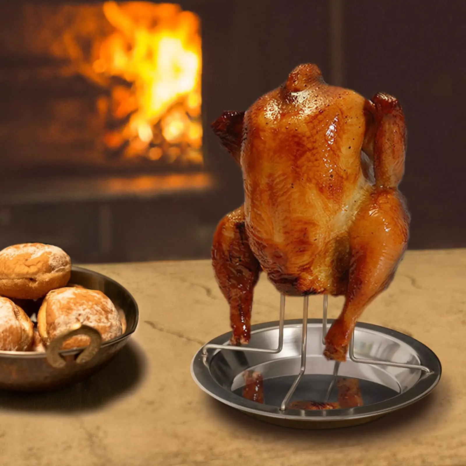 Rooster Chicken Roasting Roaster Stand Holder Steel for Oven BBQ Grill