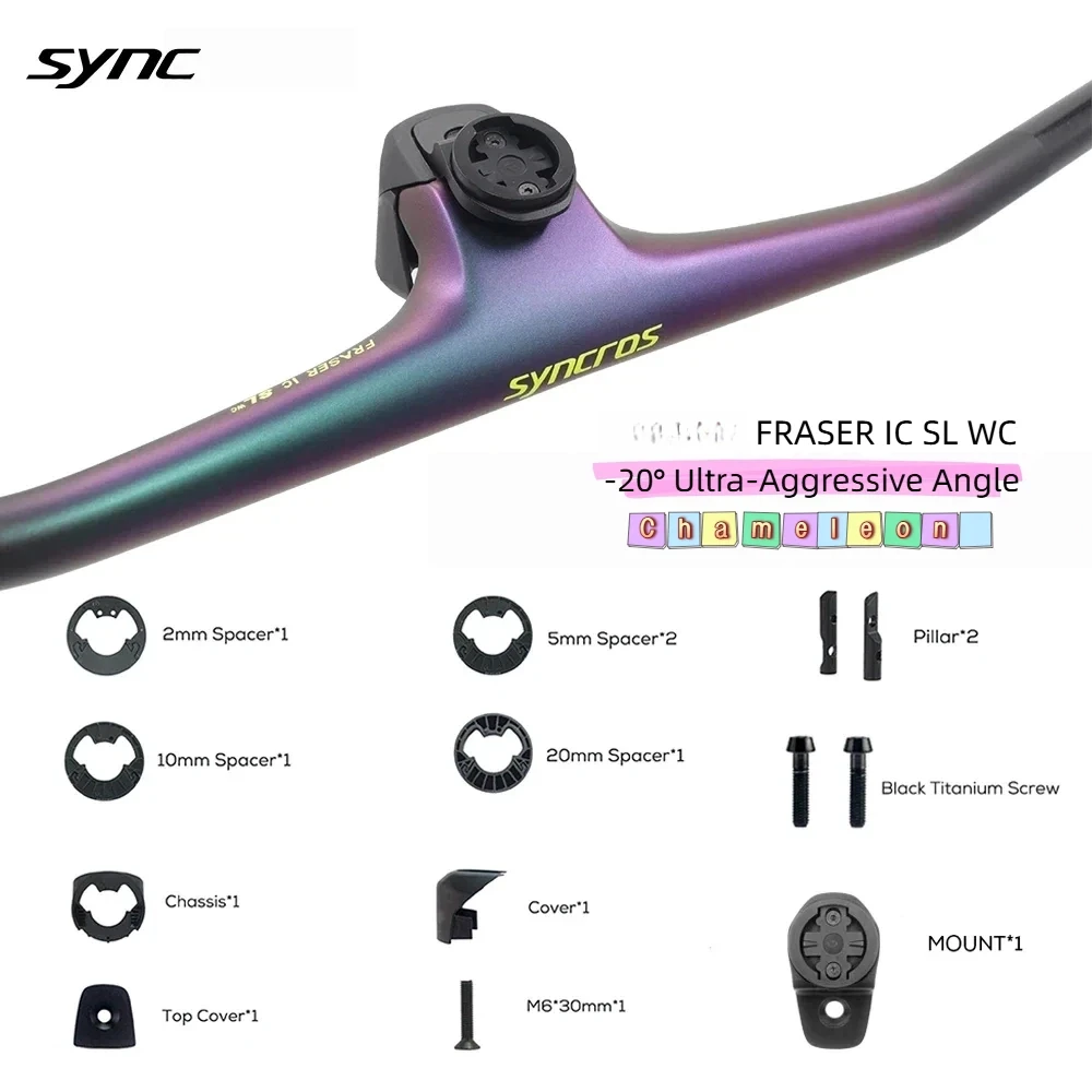 SYNCROS FRASER IC SL WC Chameleon For Sparks Frame -20° Full Carbon Fibre Integrated Cockpit MTB Handlebar Titanium screws