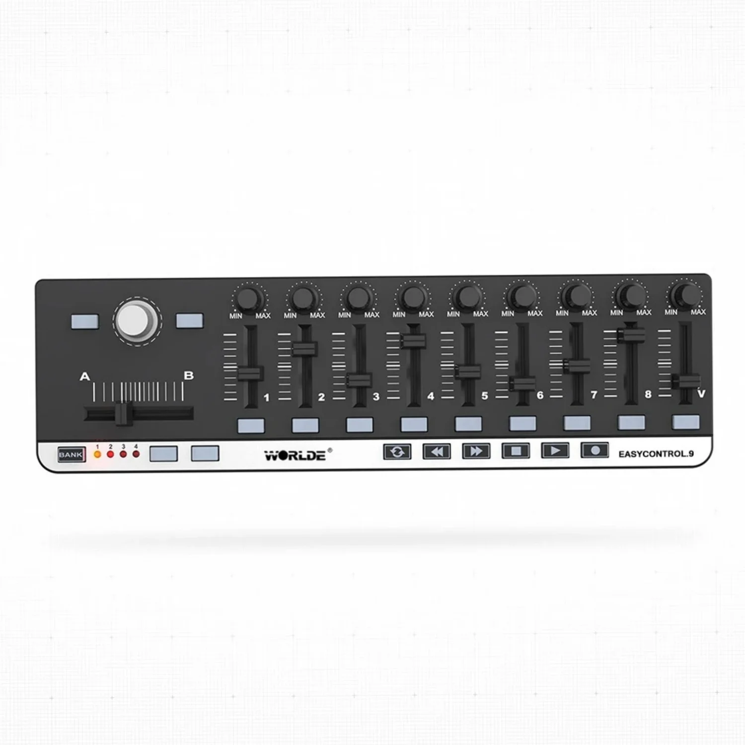 Worlde EasyControl.9 MIDI Controller - Slimline Portable USB Control with 4 Memory Banks, 6 Transport Buttons & Plug-n-Play Kit