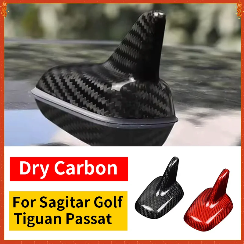 

For Volkswagen Sagitar Golf Tiguan Passat Real Dry Carbon Fiber 2016-2021 Antenna Roof Decoration Shark Fin Signal Accessories