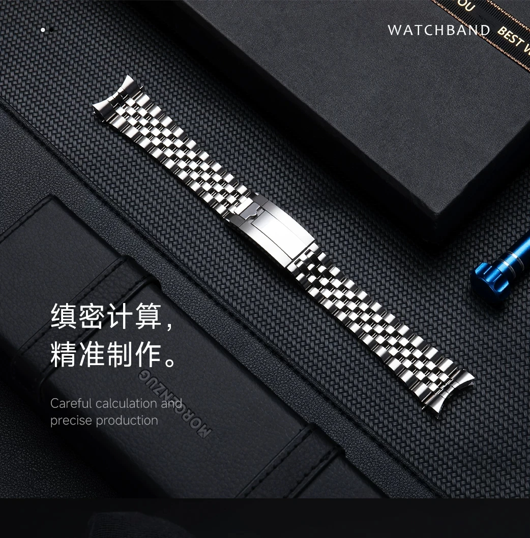 20 21 22mm Jubilee Watchband For TUDOR Black Bay 41mm 58 M7941A Black white panda black shield Stainless Steel Watch Strap Acc