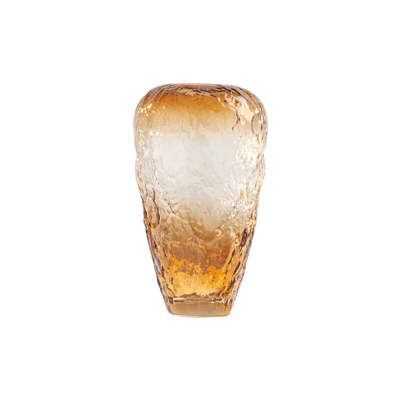 2pcs Irregular relief gradient color art glass vase