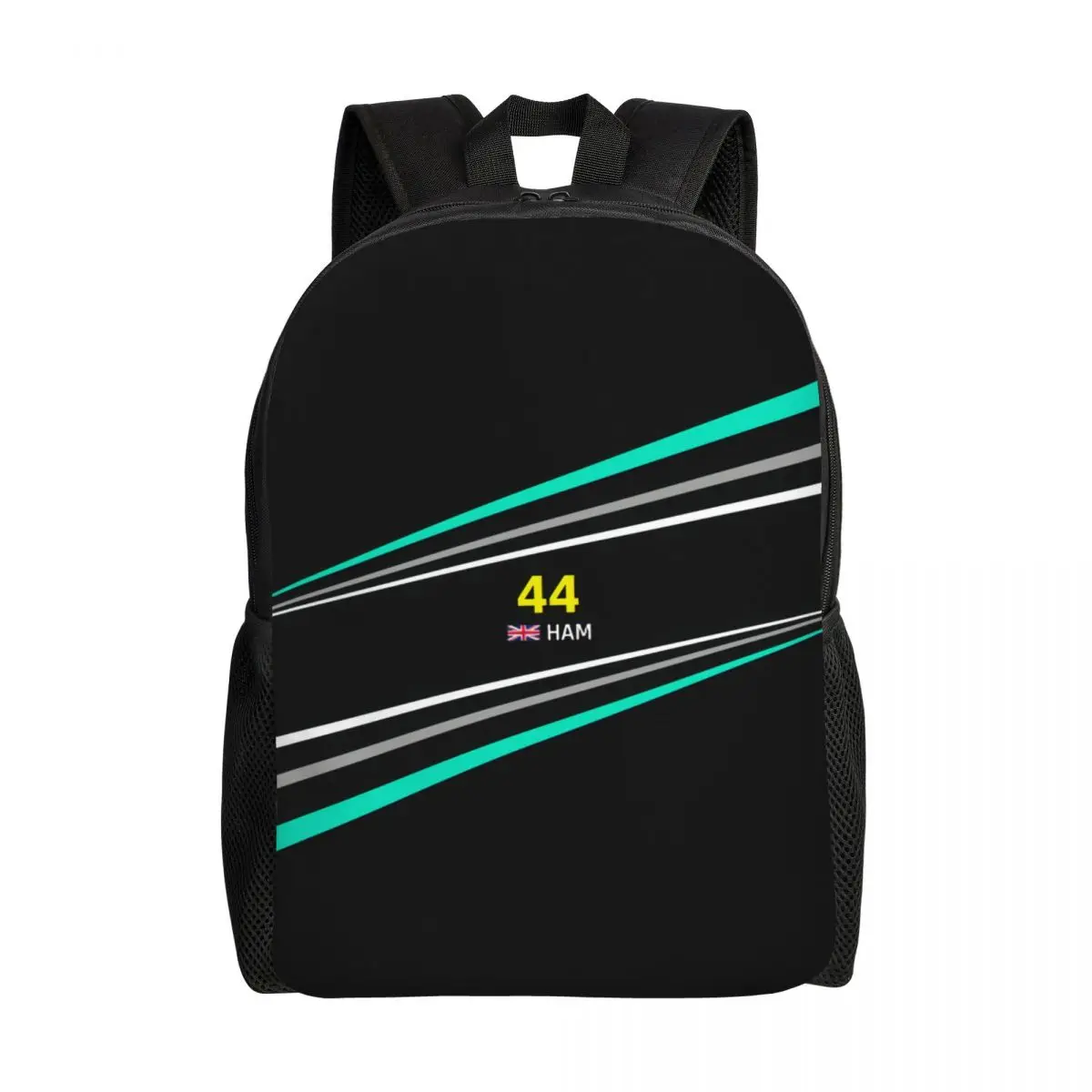 Custom Lewis Motorsport Backpack for Girls Boys 44 Car Racing School College Travel Bags Women Men Bookbag Fits 15 Inch Laptop