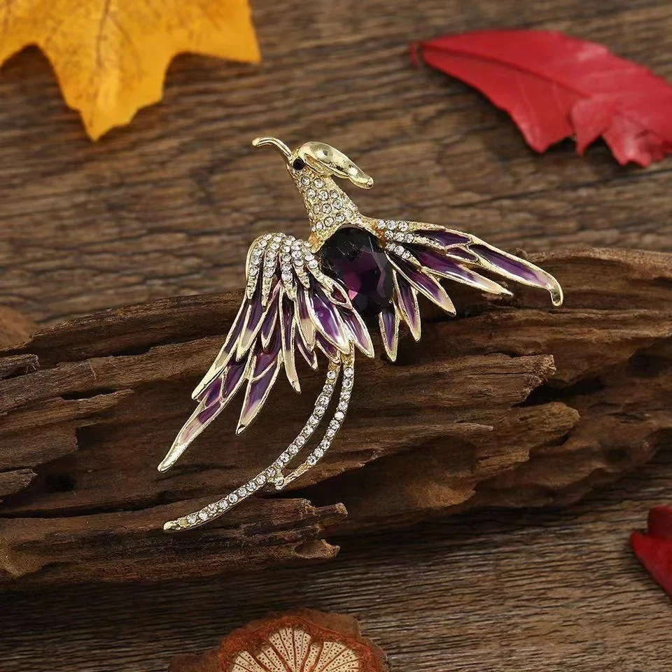 Fashion Women Girls Elegant Phoenix Bird Brooches for Women Badges Classic Lady Dress Suit High-end Pins Jewelry