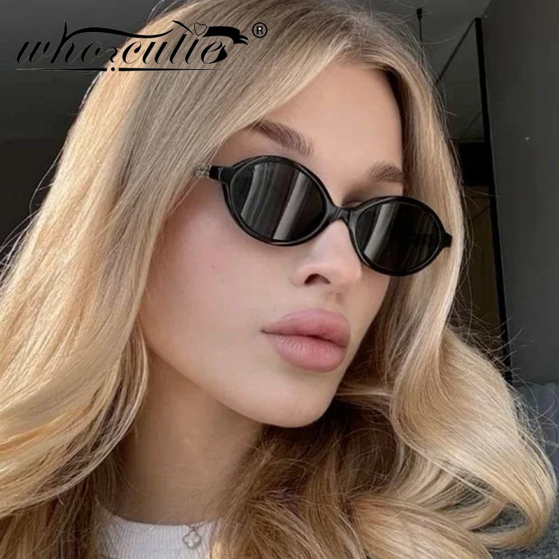 女性のための小さな楕円形のサングラス,ヴィンテージ,90年代のフレーム,茶色のレンズ,炎の色合い,トレンディ