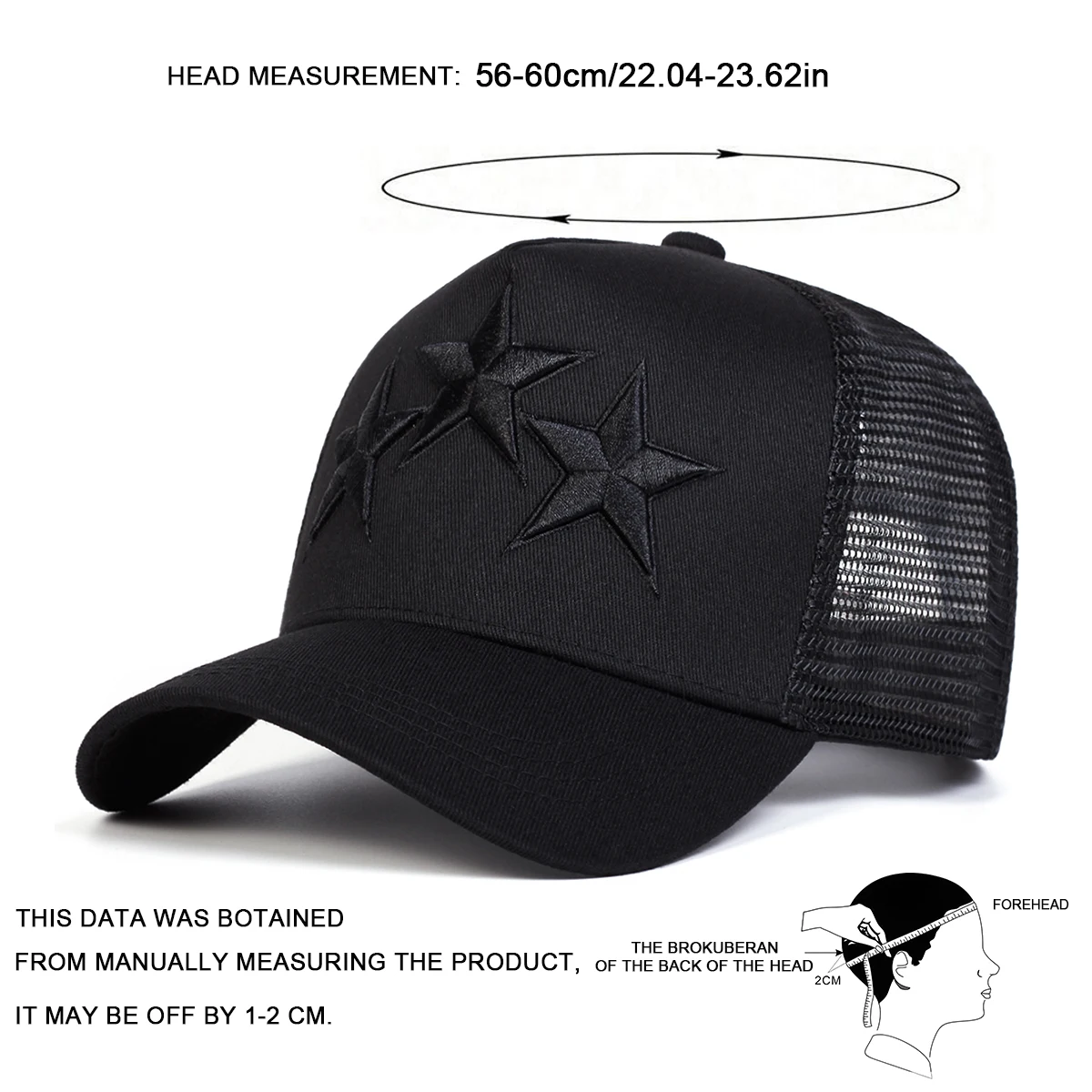 Unisex Pentagram Embroidery Baseball Net Caps Spring and Summer Outdoor Adjustable Casual Hats Sunscreen Hat Sports Cap